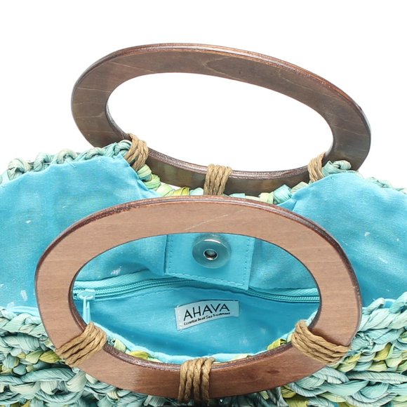 Ahava Green and Blue Bohemian Vacation Beach Tote Coastal Grandma - Picture 6 of 12